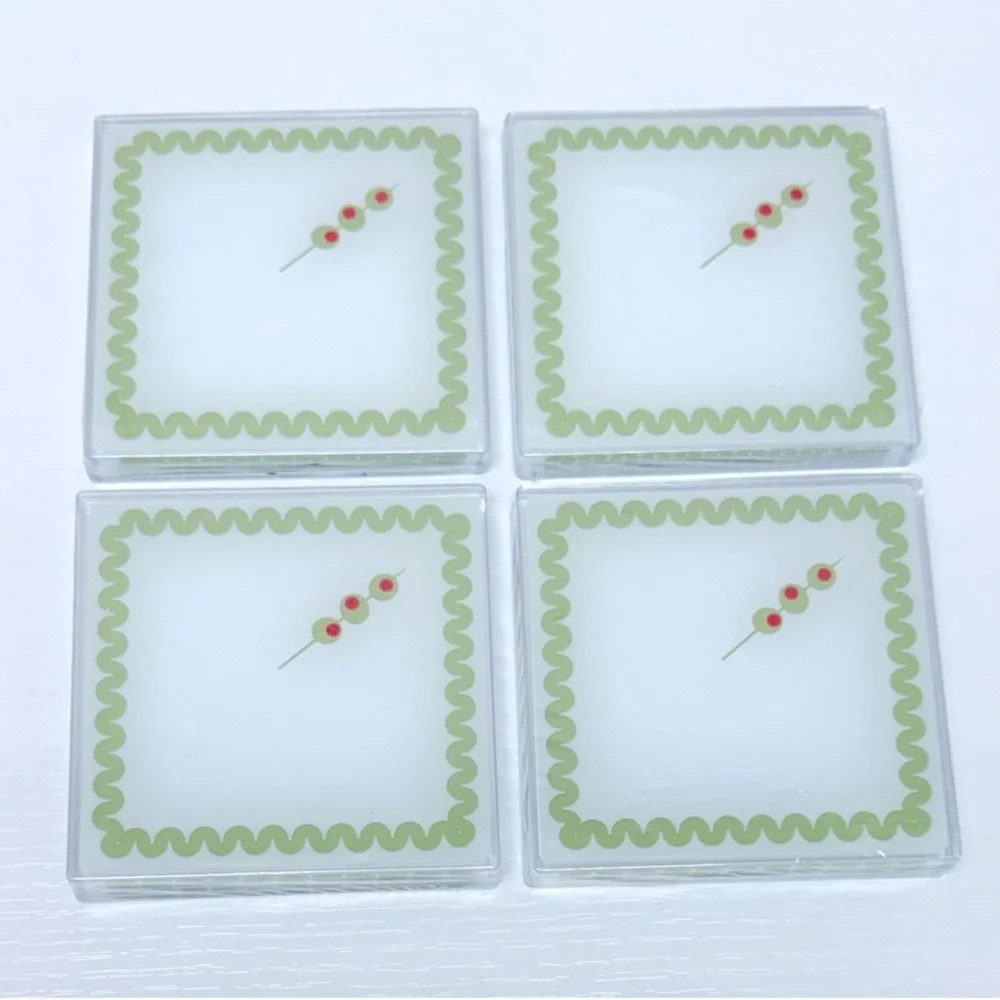 3 for $15 SALE Target Set of 4 Coasters with Martini Olive design, New